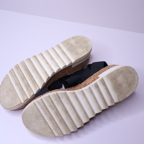 STEVE MADDEN Bandi Flatform Sandals Black Elastic Strap Casual Women's 8.5M - Picture 8 of 9